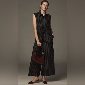 Maeve by Anthropologie Striped Sleeveless Jumpsuit - XS, Cropped Wide Leg